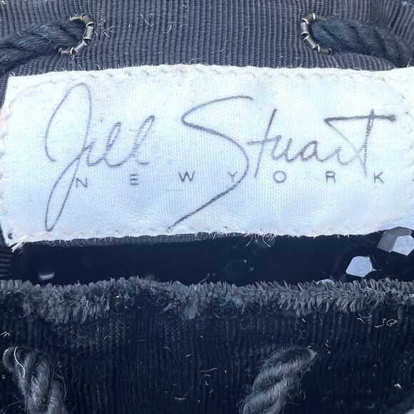 Jill Stuart Black Velvet Evening Crossbody Pouch w/Beaded Strap Night Out - Picture 6 of 6